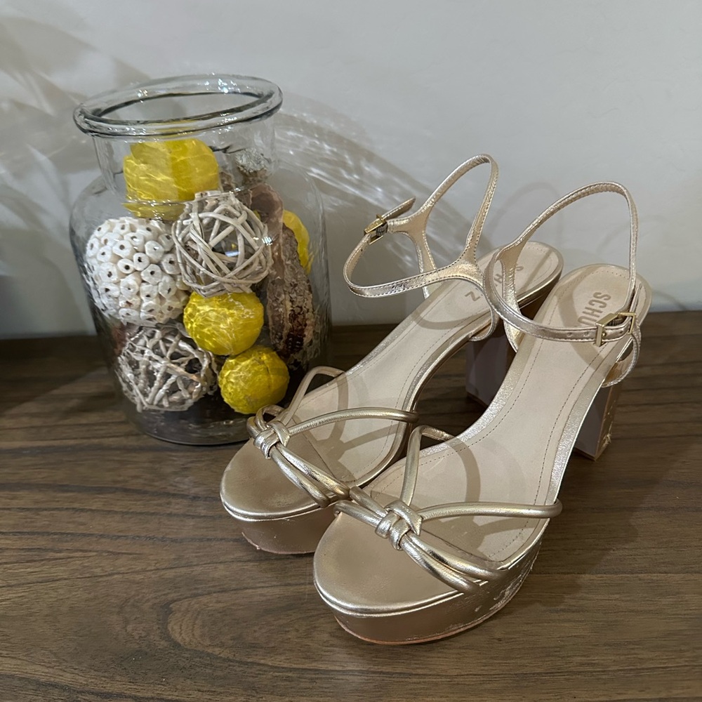 SCHULTZ Elegant Gold Strappy Heels